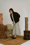 AVIVA JIFEI XUE 25 Autumn/Winter Round Neck Layered Balloon Top/Skirt AJX-FW25-RNLBT-DMCWD-Dove Microcheck Top (FW25-RNLBT)